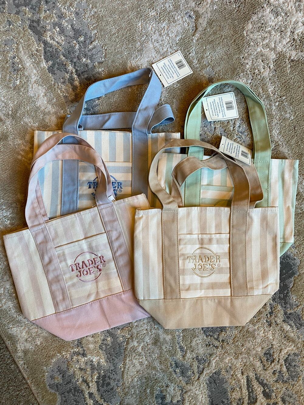 Trader Joe’s Complete Set of 4 Striped Mini Canvas Tote Bags - Summer 2026